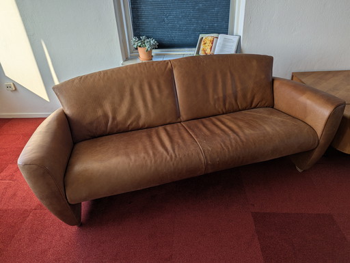 Klassisches Jori Ledersofa, Cognac, professionell neu gepolstert