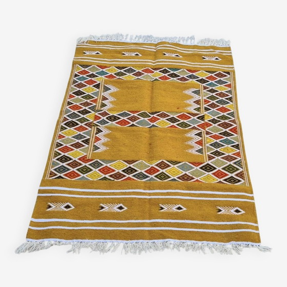 Image 1 of Natuurlijke Wol Handgeweven Berber Kelim Vloerkleed