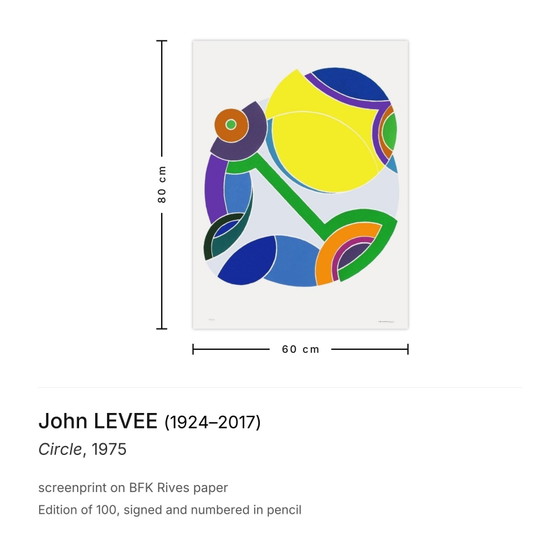 Image 1 of John LEVEE Circle, serigrafia firmata, 1975
