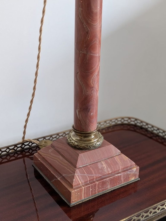 Elegant Neoclassical Column Lamp in Marble and Bronze, Table lamps, Stone, Gold (photo 10 of 13)