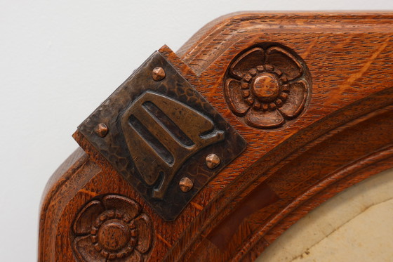 Image 1 of Cornice per foto in rovere Art Nouveau con decorazioni in rame di Geo Verbanck