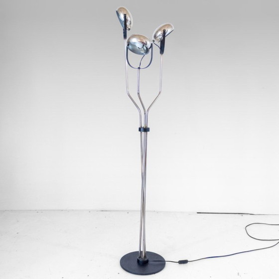 1x Vintage Reggiani Chrome Floor Lamp with Adjustable Lights, Italy, 1960s, Floor lights, Metal, Black (photo 6 of 15)