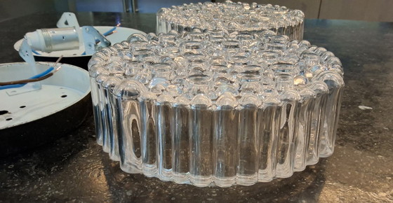 2 Vintage "bubble" glass ceiling or wall lights; Helena Tynell 1960s – Glashütte Limburg, Metal (photo 7 of 15)