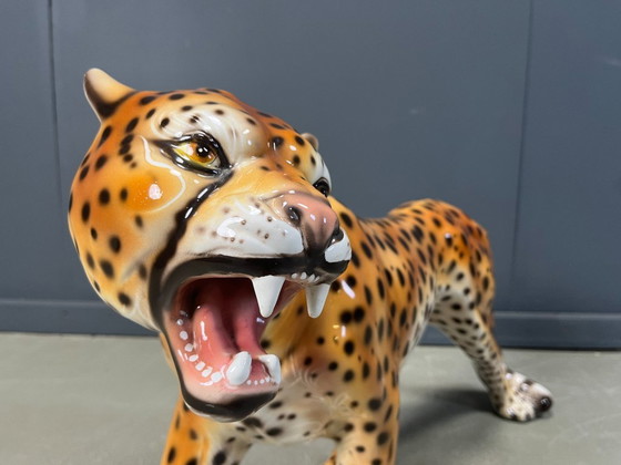 Image 1 of Grande statua di leopardo in ceramica italiana, anni '60
