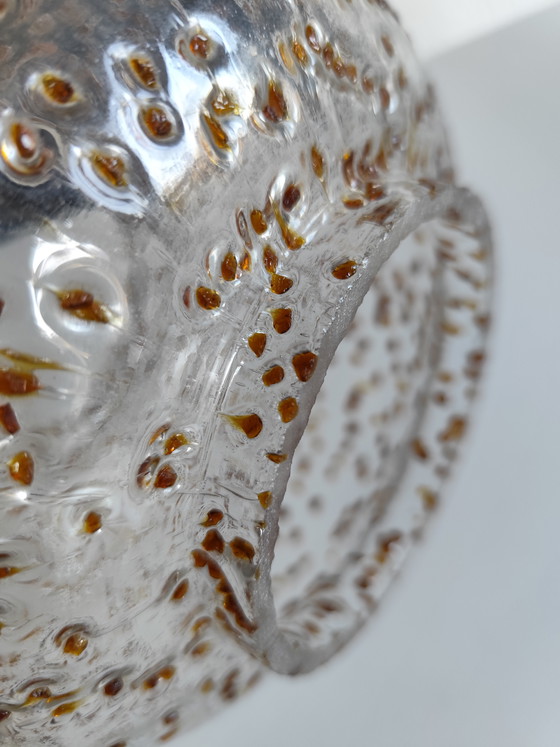 Image 1 of 1960s/70s Brutalist Pendant Lamp – Honsel Lighting – Wrought Iron & Frosted Glass