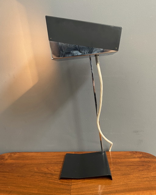 Lampada da tavolo nera e cromata di Josef Hurka per Napako, anni '60