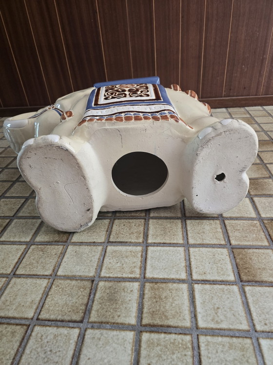 Image 1 of Vintage Ceramic Elephant Plant Table / Side Table