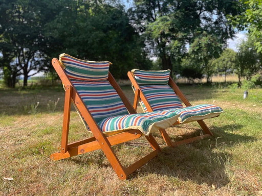 Ensemble de 2 chaises pliantes Ikea Kon Tiki conçues par Gillis Lundgren (1970)