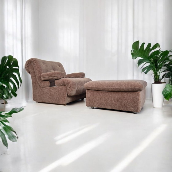Prezzo del set! Vintage 2x Poltrona 1 Ottomana Divano Modulare 2 Posti – Poltrone, Velvet (photo 2 of 15)