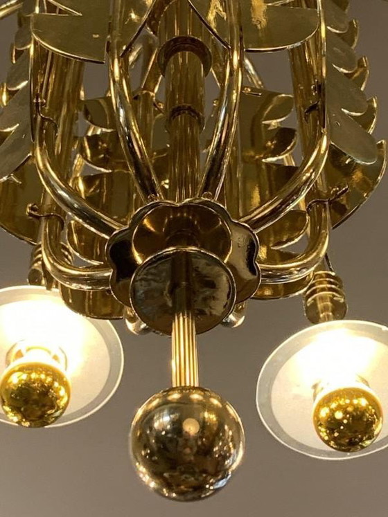 Lustre Art Déco en Laiton et Verre par Gio Ponti pour Emilio Lancia / Fontana Arte, années 1930 – Bronze (photo 11 of 18)