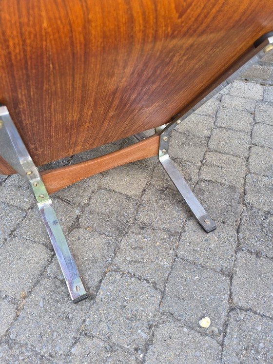Image 1 of Fauteuil design / chaise longue des années 1960, contreplaqué chromé
