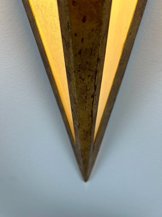 Image 1 of Paire d'appliques XL en métal doré et parchemin, France, 1970