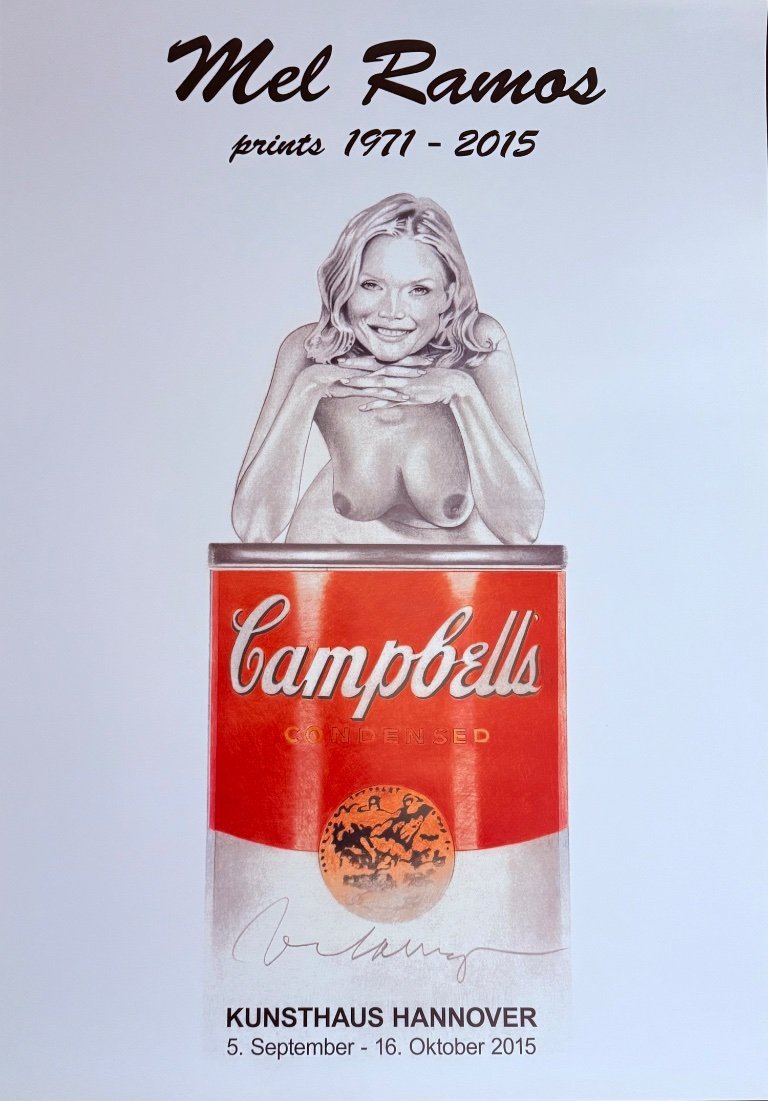 Mel Ramos: "Suzy Soup". Manifesto originale della mostra museale del 2015, in ottime condizioni.