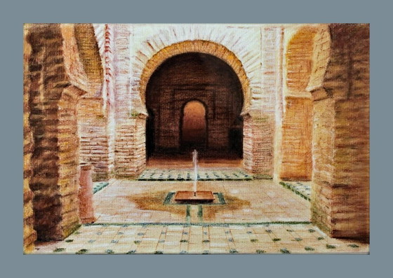 Image 1 of Drawing of the Alcazaba of Jerez. Alcazaba drawing. Jerez painting. Mozarabic architecture. New.