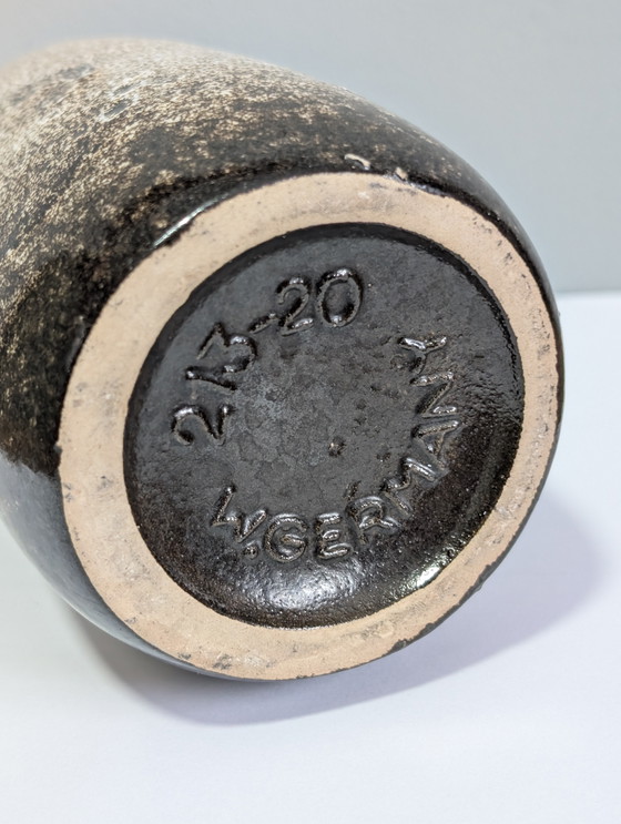 Image 1 of Vintage West Germany Scheurich Fat Lava vase, model 213-20. White with brown