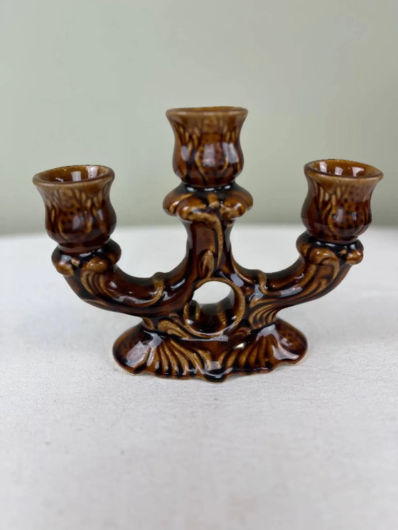 Barbotine kroonluchter – Kandelaars en kaarsen, Porcelain, Ceramic, Art Nouveau (photo 4 of 8)