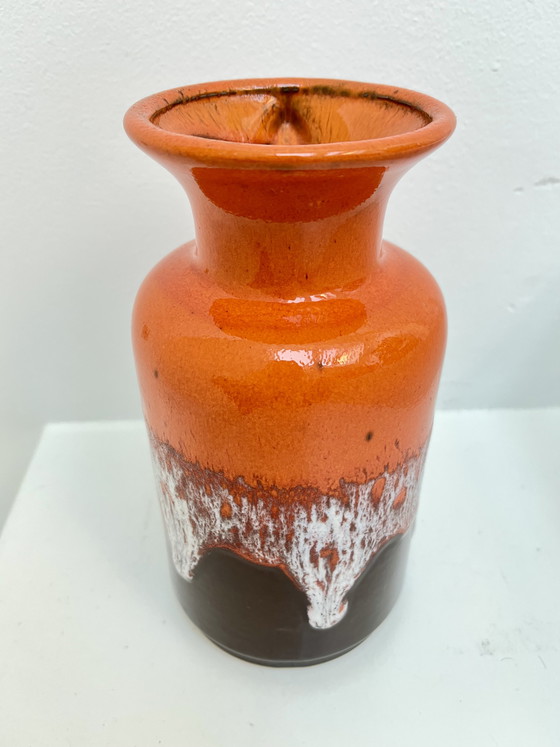 Image 1 of Jasba Vase Fat Lava Orange N602 1220 Mid Century West Germany vintage