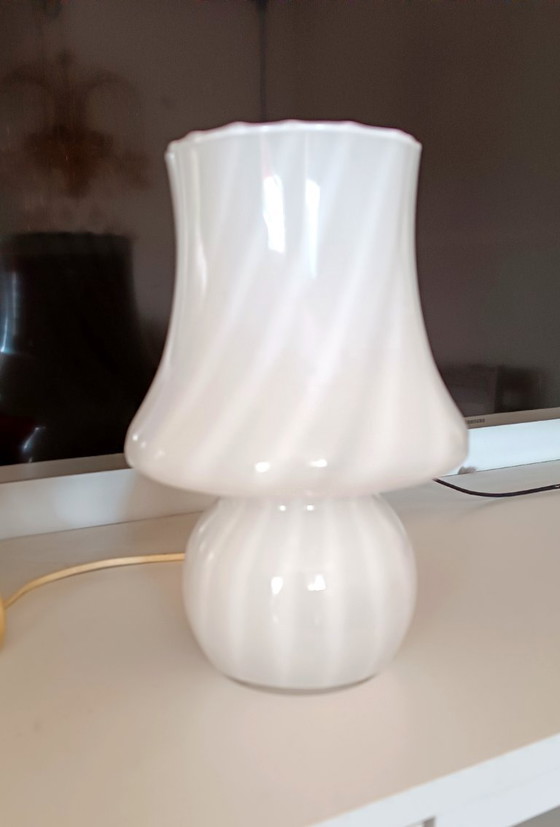 Image 1 of MURANO Vintage "Fungo" Bedside Lamp in Swirl Layered Glass - Mid-Century - Handmade - Made in Italy - Perfect