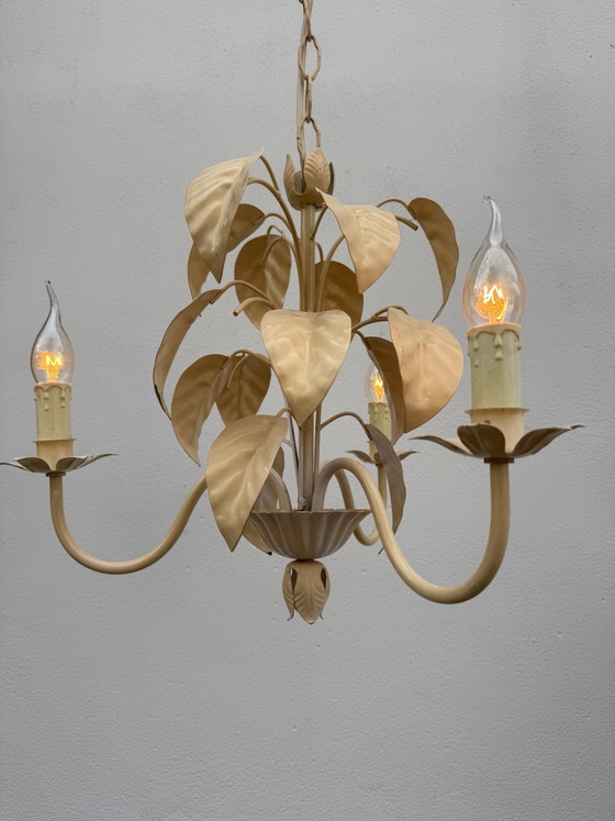 Lampadario stile fiorentino anni '70 con foglie di tabacco – Metallo (photo 4 of 14)
