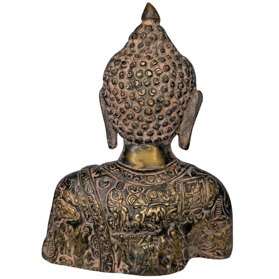 Buste de Bouddha Shakyamuni – Bronze doré au feu – Gravures au dos – Sculptures (photo 5 of 9)