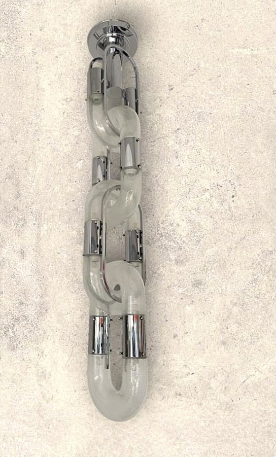 Image 1 of Chandelier Chain Murano Glass Metal by Aldo Nason for Mazzega