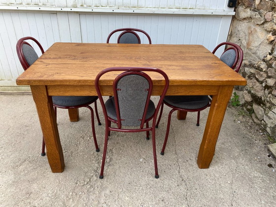 Image 1 of Table de ferme à repas à manger en chêne massif 1950 130x80 h76cm