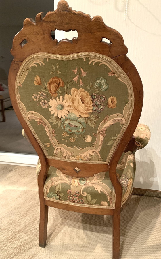 Image 1 of Sedia, poltrona, sedia imbottita, XIX secolo, Luigi Filippo, antica, rococò