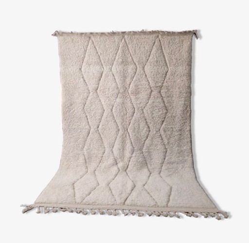 Authentic Beni Ouarain Rug, Ecru, Handmade in Soft Wool - 300x200cm