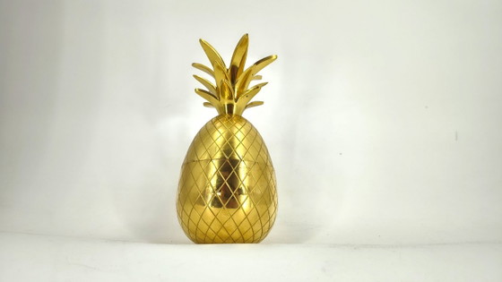 Image 1 of Seau à glace vintage en laiton en forme d'ananas, années 1970