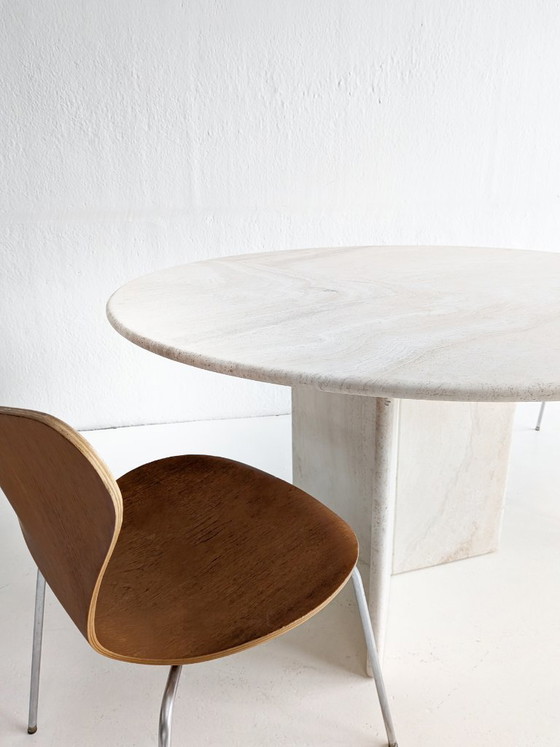 Image 1 of Round Travertine Dining Table 1980's