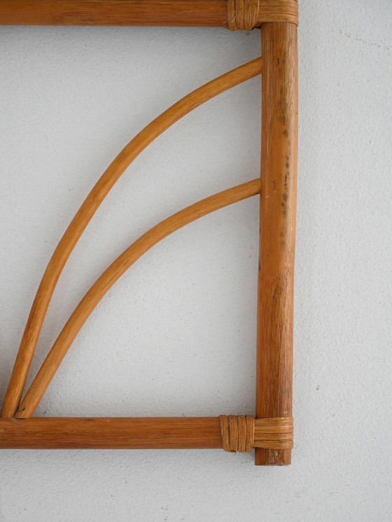 Image 1 of 1970s Scandinavian Wall Mirror in Bent Bamboo Frame