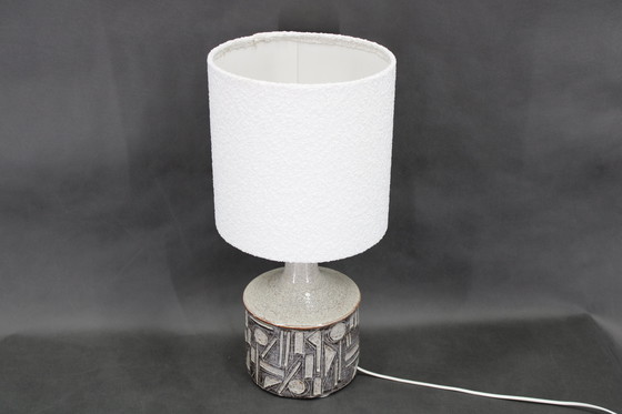 Image 1 of 1970er Keramik-Tischlampe von Axella mit Lampenschirm aus Stoff, Dänemark