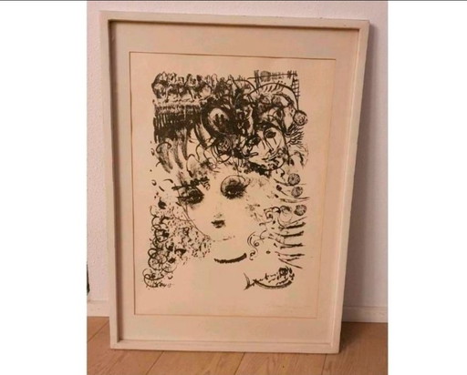 1966 Pintura de Bellas Artes Marco de Fotos Dibujo a Tinta Litografía