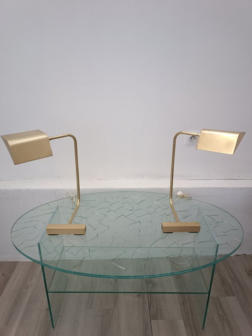 Lámparas de latón con contrapeso, Francia, década de 1960.