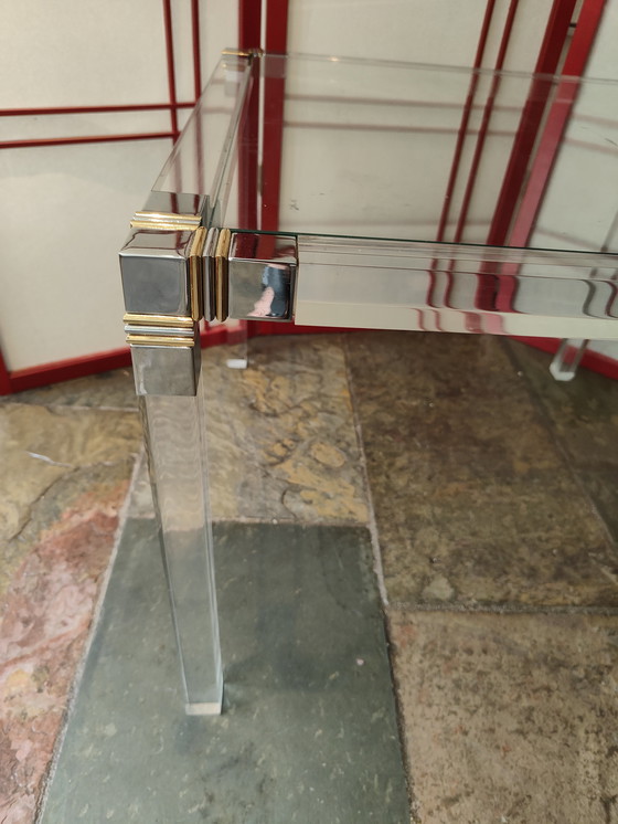 Image 1 of Quadratischer Salontisch aus Acrylplexiglas mit Glasplatte