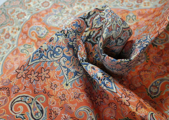 Image 1 of Oriental Handmade Tablecloth, Very Finely Crafted from Silk Threads, 100 x 100 cm