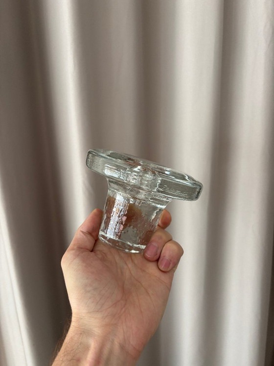 Vintage Scandinavian Glass Candle Holder – Clear Pressed Glass – 1970s (photo 6 of 8)