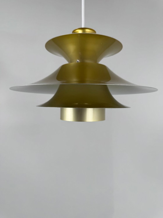 Pair of Model 4108 Pendant Lamps, Lyfa, Denmark, c. 1970s-1980s, Metal, Gold, Mid Century Modern (photo 13 of 13)