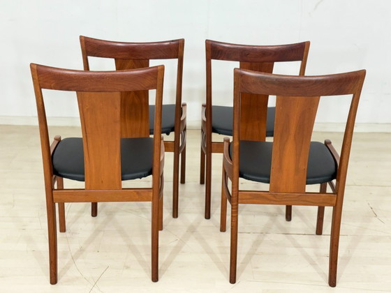 Image 1 of Ensemble de 4 chaises Albin Johansson / Chaises de salle à manger en teck / Chaises de cuisine vintage / Nouveau revêtement