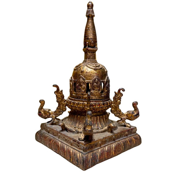 La Pieza de Michael Backman: Shikarakuta Nepalí de Bronce Dorado de Calidad Museo - Siglo XVII – Esculturas (photo 3 of 9)