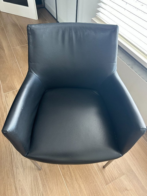 6 Invito Chairs Van Bree's New World, Black Leather – eetkamerstoelen, Metal
