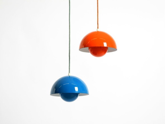 Image 1 of Original enamelled double shade Flower Pot pendant lamp by Verner Panton for Louis Poulsen Denmark