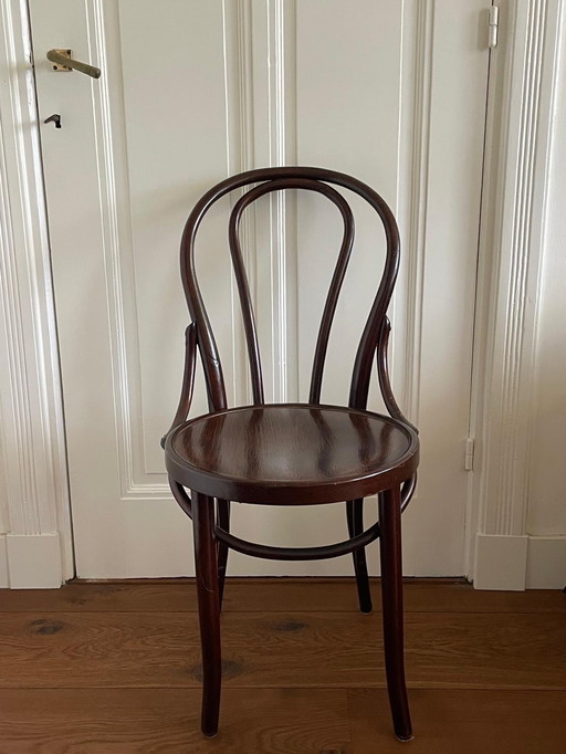 Set di 3 sedie da caffè Thonet originali con sgabello abbinato