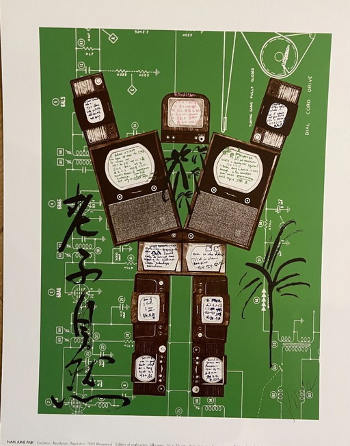 Nam June Paik (1932-2006), Evolutie, Revolutie, Resolutie, 1989 (Rousseau), copyright Nam June Paik Estate 2010, Gedrukt in