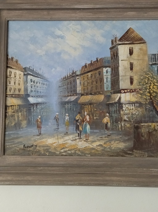 Pintura. Paisaje urbano de París. – schilderijen tekeningen, Wood, Canvas (photo 2 of 10)