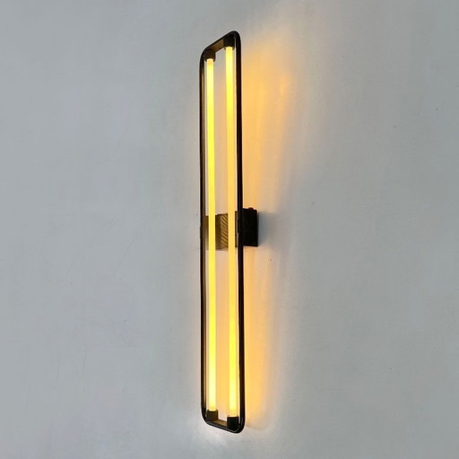 Big Black Neon Wall Lamp by Gian N. Gigante for Zerbetto, 1980s