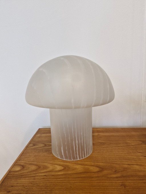 Mushroom Table Lamp Glass White 1970s