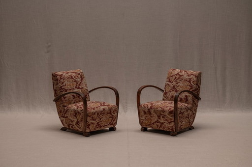 French pair of two Mid-Century easy chairs, 1950s