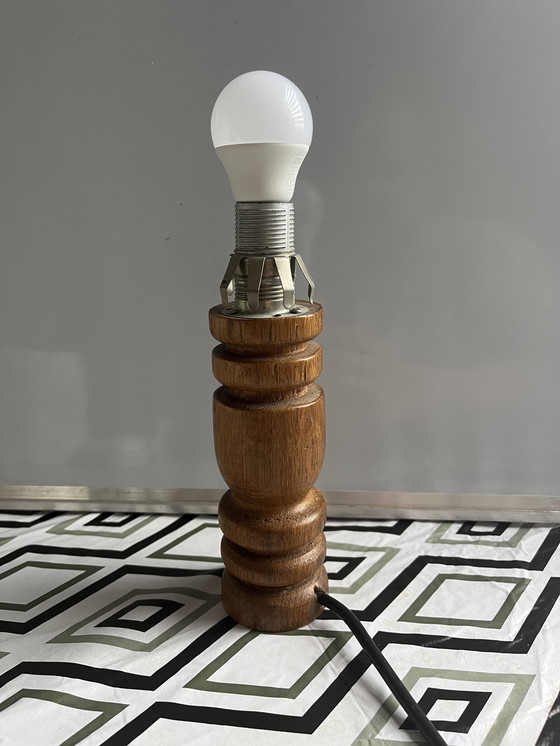Image 1 of Vintage massief houten tafellamp jaren 70