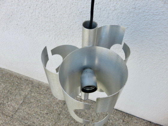 Image 1 of UFO-Hängeleuchte im Weltraumzeitalter-Stil, Rockabilly-Stil, gebürsteter Stahl, 1970